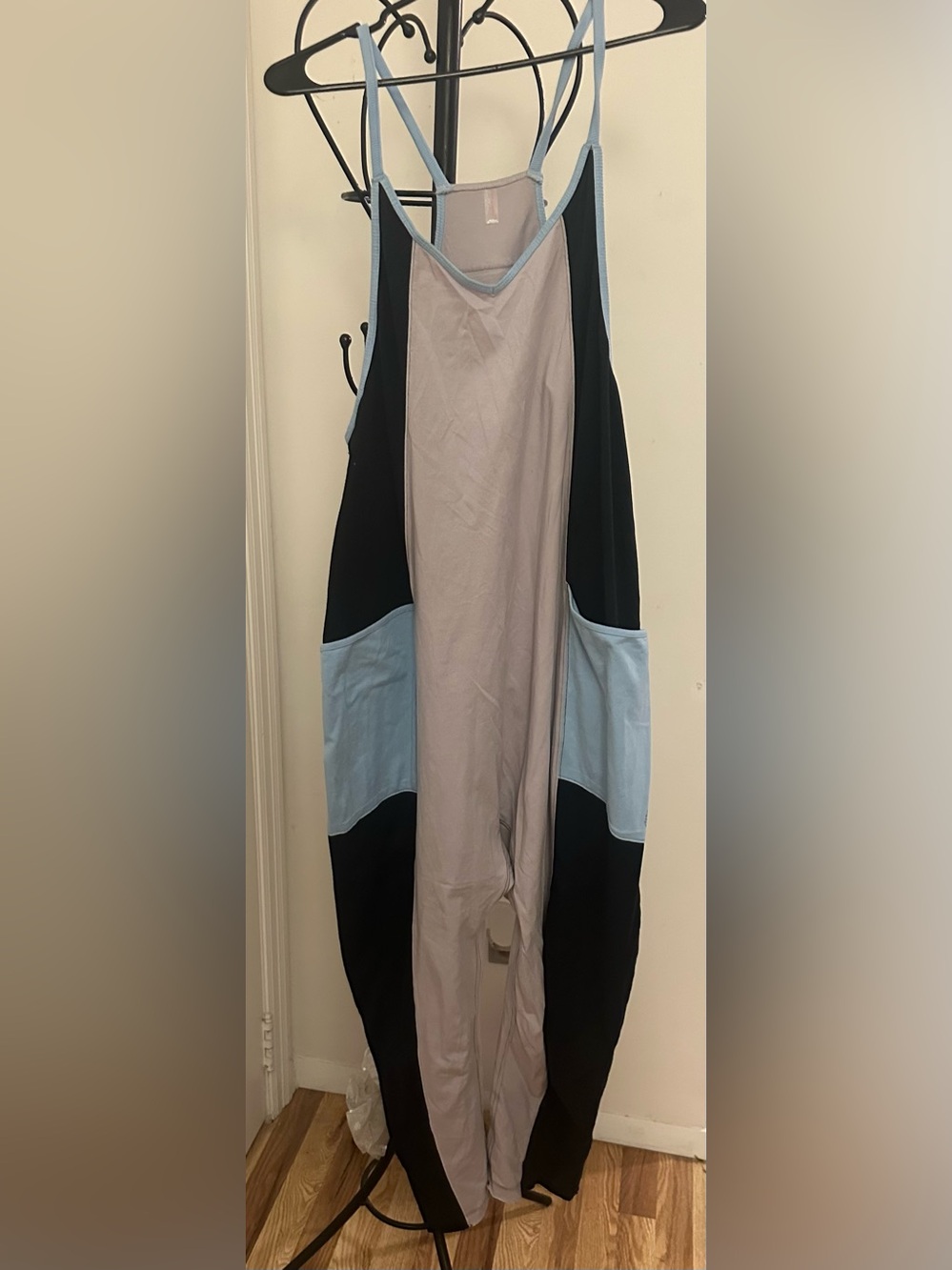 Free People Blue Color Block Jumpsuit Size Medium